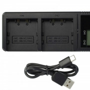 Punjač za bateriju JVC BN-VC296G / BN-VC298G / BN-VC264G, dvojni, USB-C