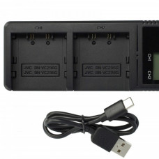 Punjač za bateriju JVC BN-VC296G / BN-VC298G / BN-VC264G, dvojni, USB-C Punjač za bateriju JVC BN-VC296G / BN-VC298G / BN-VC264G, dvojni, USB-C